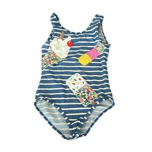 Mini Boden Kids Stripped One piece Ice Cream Swimsuit 5-6 Y Girls